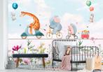 Babykamer behang dieren, Giraffe op scooter, kinderkamer, Verzenden, Nieuw, Wanddecoratie