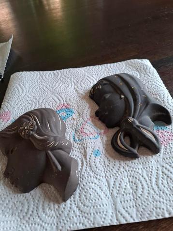 Vintage Wanddecoratie - Twee Hoofdjes beschikbaar voor biedingen
