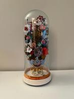 antiek stolp met idem bloemen kunststof, Ophalen of Verzenden