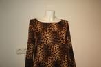Ladress jaguar print jurk zijde achtige stof smaakvol mt S, Bruin, Verzenden, Zo goed als nieuw, Knielengte