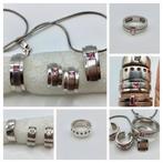 Lot zilver 925 gemerkt zilveren sieraden 8 stuks Amethist, Verzenden, Zilver, Oorbellen