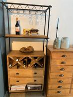 Brocante wijnkast, Ophalen of Verzenden, Zo goed als nieuw, Hout, Minder dan 50 cm