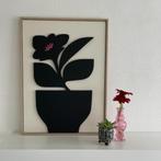 Schilderij van hout  "plant in pot" - maat: 60 X 45 cm., Minder dan 50 cm, 50 tot 75 cm, Nieuw, Ophalen of Verzenden