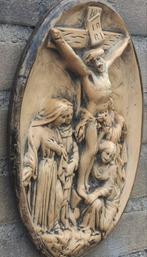 Kruisiging Jezus.  Polychroom gips.  Ca 1850/1900.  21/27 cm, Ophalen, Gebruikt, Beeld(je), Christendom | Katholiek