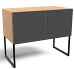 MADE Sideboard - Eiken & Grijs, Ophalen, Met deur(en), Eikenhout, 50 tot 100 cm