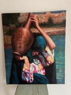 Afbeelding kruikendraagster op linnen. Arabische kunst., Ophalen