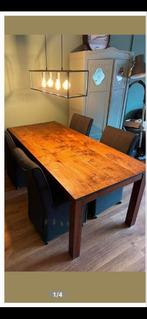 Houten eettafel met 4 stoelen, Huis en Inrichting, Tafels | Eettafels, Gebruikt, 200 cm of meer, Rechthoekig, 50 tot 100 cm