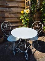 Bistroset, ijzeren tafel en 2 stoelen, tuinset, franse stijl, Tuin en Terras, Tuinsets en Loungesets, Ophalen, Zo goed als nieuw