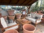Teakhouten Loungeset met All Weather Kussens nu voor €1250, 3 zitplaatsen, Teakhout, Nieuw, Ophalen of Verzenden