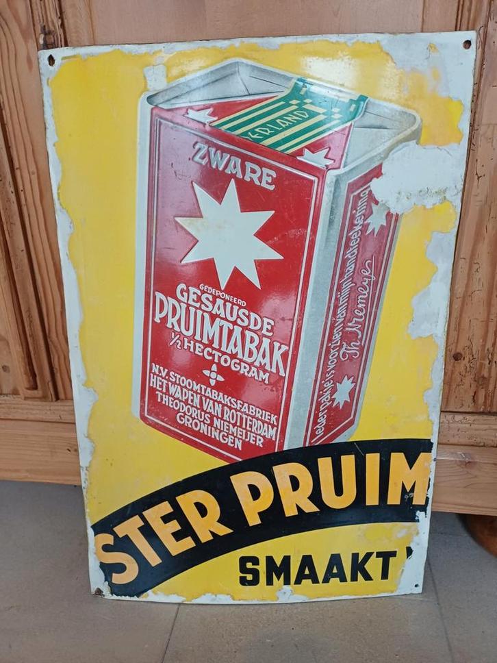 Emaille bord Ster pruimtabak., Verzamelen, Merken en Reclamevoorwerpen, Gebruikt, Reclamebord, Ophalen