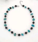 Vintage ketting | 1980s | turquoise, Ophalen of Verzenden, Zo goed als nieuw, Steen of Mineraal, Verstelbaar
