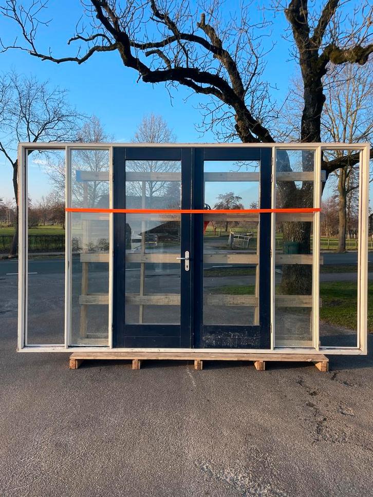 Openslaande deuren met zijlichten, Doe-het-zelf en Verbouw, Deuren en Horren, Gebruikt, Buitendeur, 200 tot 215 cm, 120 cm of meer