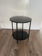 Ikea asperod bijzettafel rond zwart met goud glas, Minder dan 55 cm, Rond, Ophalen, 45 tot 60 cm