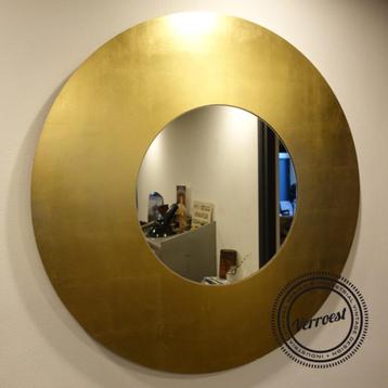 Grote Italiaanse Design Wand Spiegel met Bladgoud beschikbaar voor biedingen