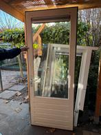 Hardhouten achterdeur wit massief hout dubbelglas 231,5x92,5, Ophalen, Gebruikt, 80 tot 100 cm, 215 cm of meer