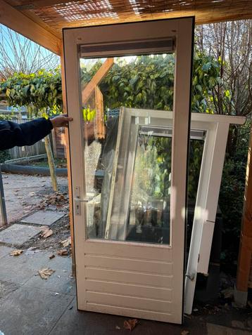 Hardhouten achterdeur wit massief hout dubbelglas 231,5x92,5 beschikbaar voor biedingen