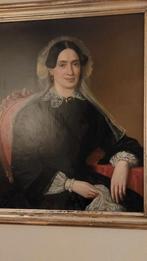 Mooi schilderij dame, biedermeier ZEER GROOT103x84 getaxeerd, Antiek en Kunst, Ophalen