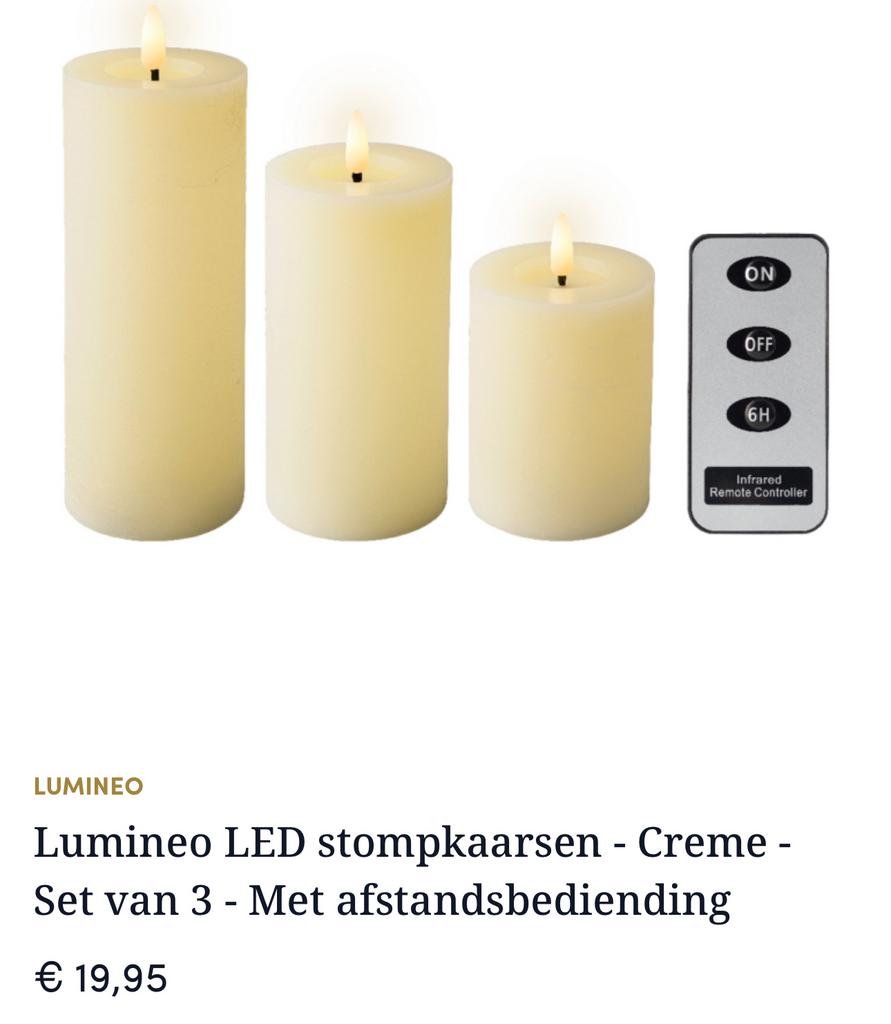 Lumineo LED stompkaarsen, creme, Ophalen of Verzenden, Nieuw