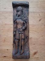 Antiek houtsnijwerk hout snijwerk man met zwaard, Ophalen of Verzenden