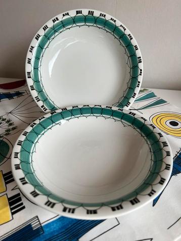 2 Vintage Rörstrand Picknick Diep Soepbord Groene Ui Westman beschikbaar voor biedingen