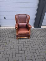 Bruine lederen fauteuil, in zeer goede staat, Ophalen, Minder dan 75 cm, Zo goed als nieuw, Leer
