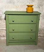 Brocante ladekast - groen - basic - 3 lades, Huis en Inrichting, Ophalen, 50 tot 100 cm, Zo goed als nieuw, 3 of 4 laden