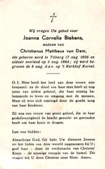 Biekens Joanna Cornelia 1896 Tilburg 1964, Ophalen of Verzenden