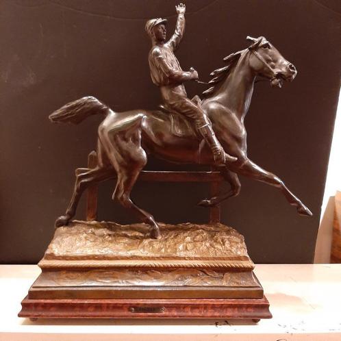 Antiek gietijzeren beeld van een ruiter te paard, Antiek en Kunst, Kunst | Beelden en Houtsnijwerken, Verzenden