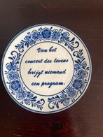Delfts Blauw Bord met Tekst, Ophalen of Verzenden