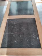 Salontafel eiken met een hardstenen blad., Ophalen, 100 tot 150 cm, 50 tot 100 cm, Zo goed als nieuw