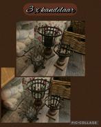 3 Stoere Kandelaars  sobere kaarshouder kandelaar, Ophalen, Gebruikt, Zwart, Metaal