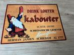 Drink Louter Kabouter wandbord metaal 40x30, Ophalen of Verzenden, Nieuw, Reclamebord