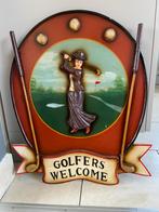 Vintage Houten Golf Reclamebord - Golfers Welcome, Ophalen
