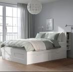 Ikea BRIMNES Bed + Mattress (140 x 200), Huis en Inrichting, Slaapkamer | Bedden, Ophalen, Gebruikt, Wit, Tweepersoons