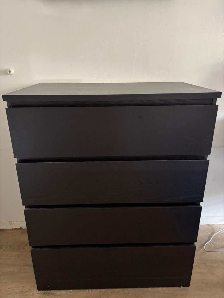 IKEA Malm zwarte ladenkast - 4 lades, Ophalen, Gebruikt, 100 tot 150 cm, 50 tot 100 cm