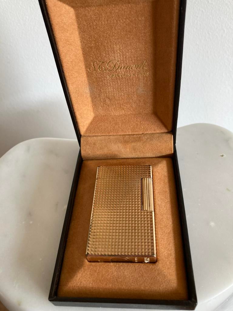 Dupont aansteker verguld, ligne 1, Verzamelen, Rookartikelen, Aanstekers en Luciferdoosjes, Ophalen, Zo goed als nieuw, Aansteker
