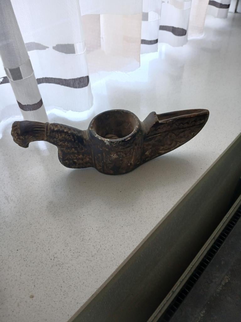 Oude stenen lamp., Ophalen of Verzenden, Rond, Hout