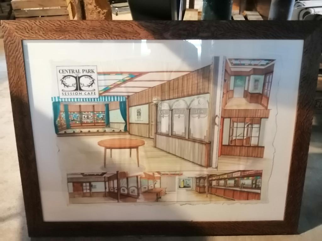 Geweldige interieur schets amerikaanse bar central park 80cm, Antiek en Kunst, Curiosa en Brocante, Ophalen of Verzenden