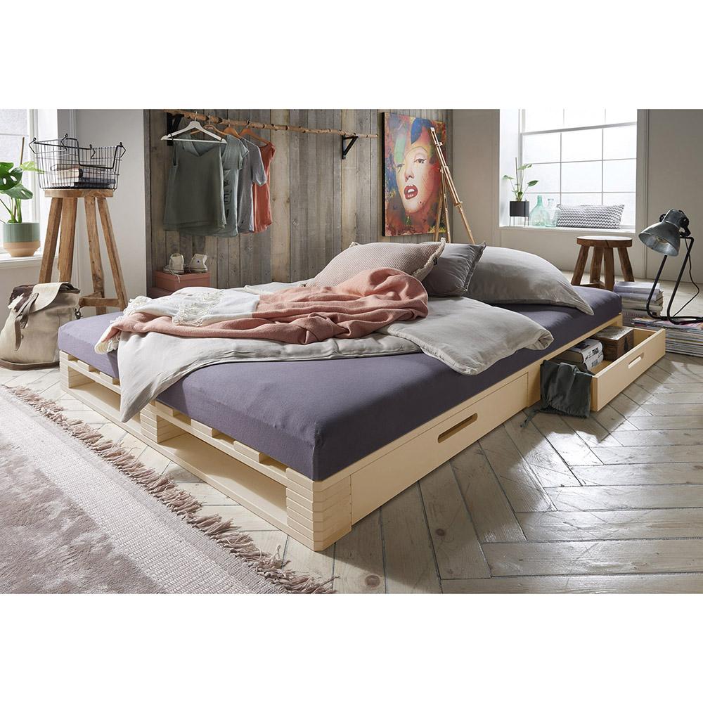 Pallet 2-persoonsbed - Naturel, Niet ingevuld, Niet ingevuld, Niet ingevuld