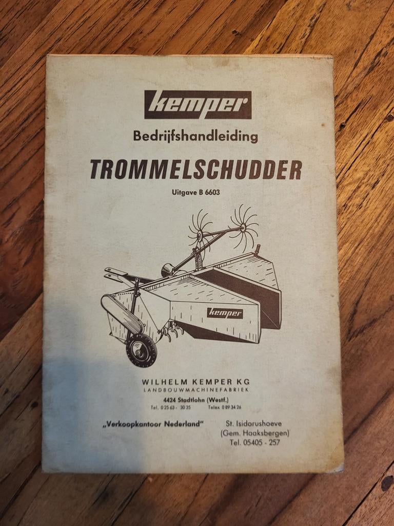 Kemper trommelschudder bedrijfshandleiding, Ophalen of Verzenden