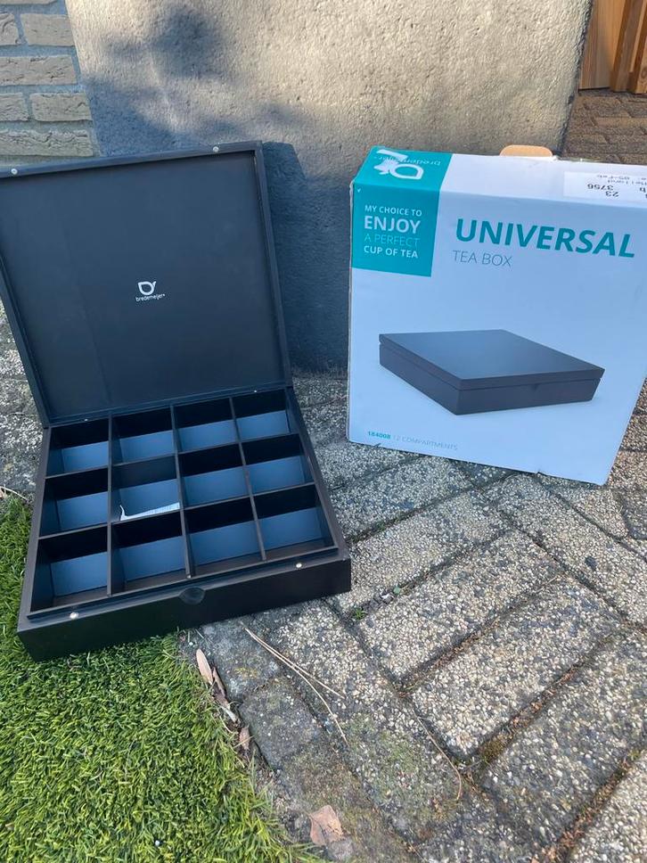 Bredemeijer Universele Theedoos met 12 vakken - Zwart, Huis en Inrichting, Keuken | Keukenbenodigdheden, Nieuw, Ophalen of Verzenden