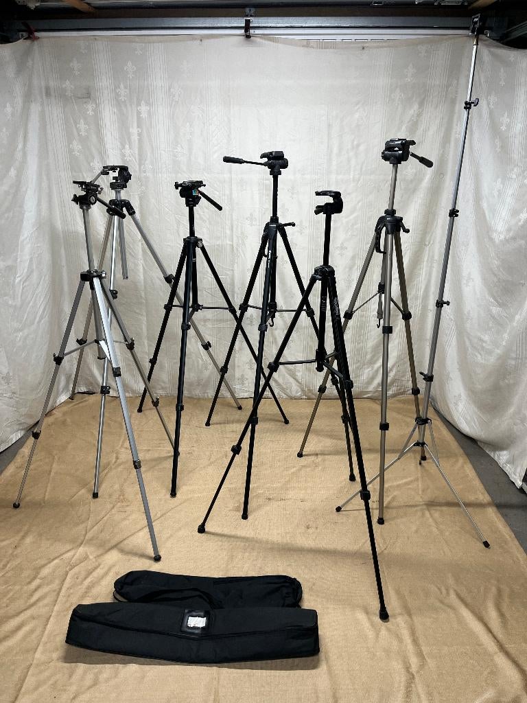 7x statief tripod driepoot . Manfrotto Kenlock Konig Hedler, Ophalen of Verzenden, Gebruikt, Minder dan 150 cm, Driepoot