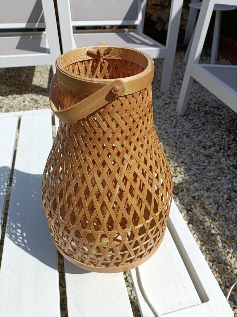 Bamboe lamp - doorsnede 22 cm, hoogte 36 cm, Ophalen, Gebruikt, Bohemian