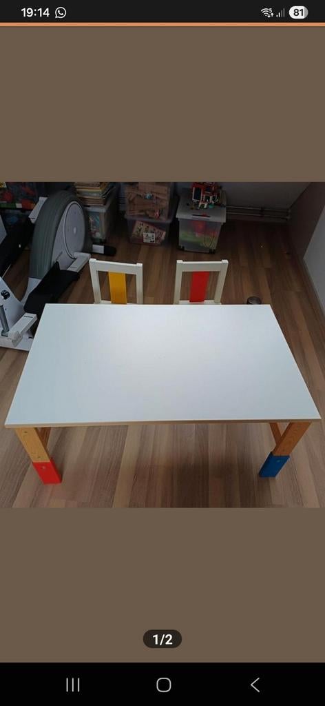 Leuke kindertafel met 2 stoeltjes, Ophalen of Verzenden, Gebruikt, Tafel(s) en Stoel(en)