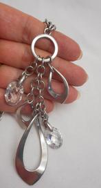 Zilveren prachtige ketting met kristal en hangers nr.1309, Verzenden, Zo goed als nieuw, Met kristal, Zilver