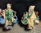 Vintage Aziatische beeldjes - Man en Vrouw met manden, Ophalen of Verzenden, Zo goed als nieuw, Mens