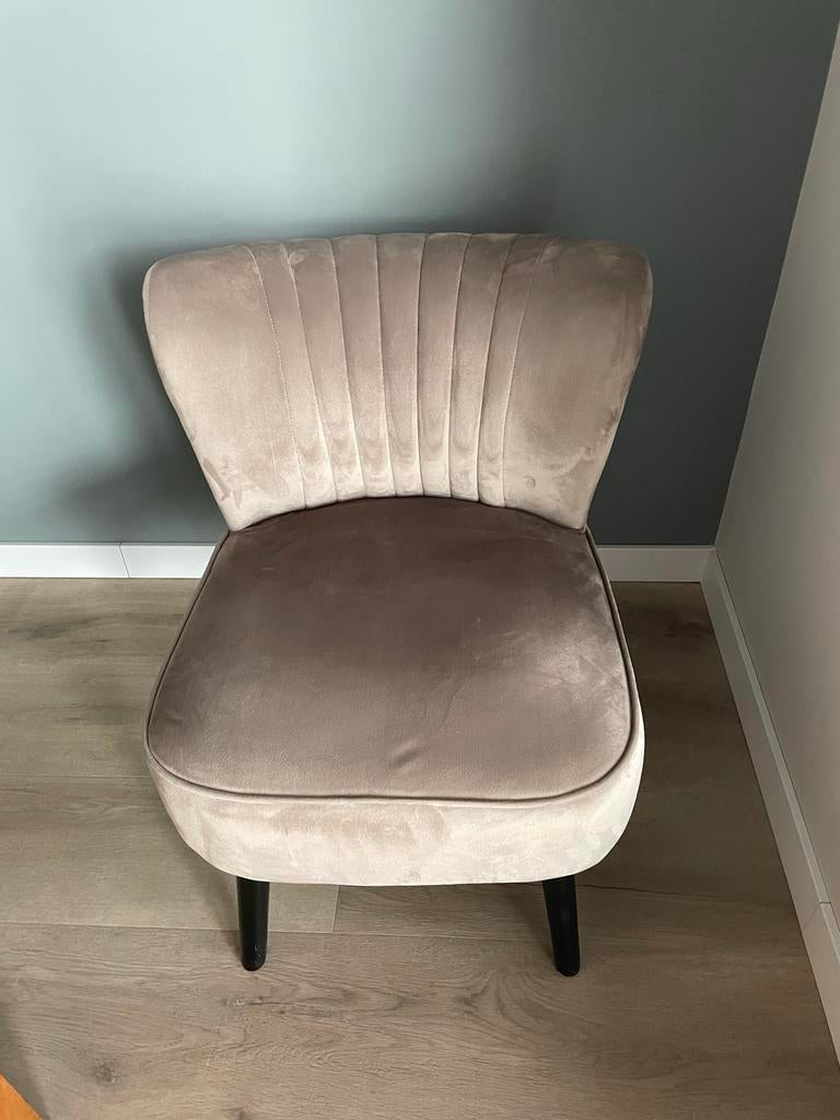 Lichtbruine/ taupe stoel met ribbels op de rugleuning, Ophalen, Gebruikt, Overige kleuren, Eén