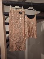 Glitterende tweedelige set: rok met split en top (maat M), Kleding | Dames, Maat 38/40 (M), Overige kleuren, Nieuw, Ophalen of Verzenden