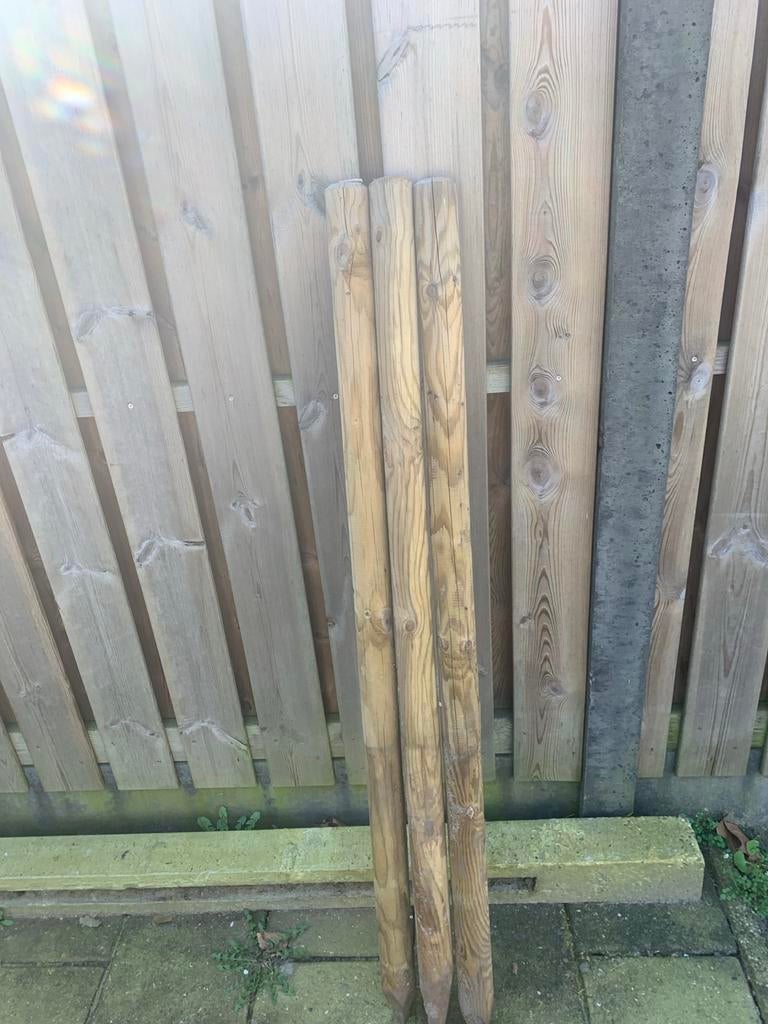 Rondhout gepunt 140cm x 6cm, 10 stuks, Ophalen, Gebruikt, Minder dan 180 cm, Palen