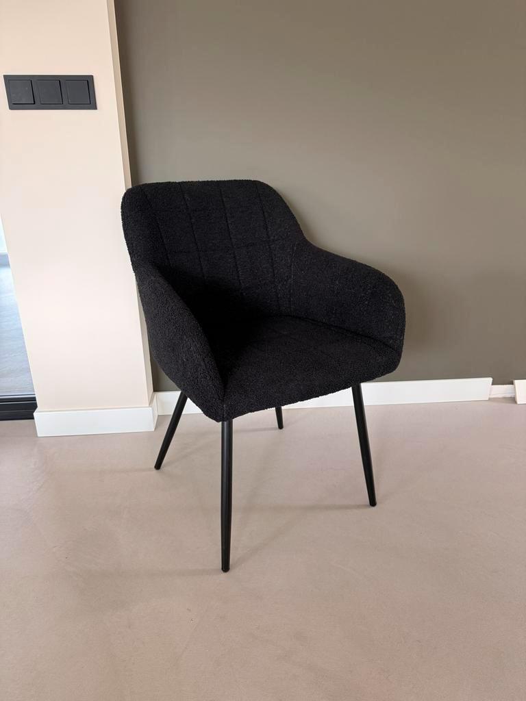 Nieuwe zwarte armstoel pluche teddy stof, Huis en Inrichting, Stoelen, Ophalen, Zwart, Nieuw, Eén